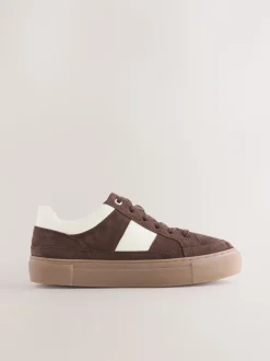 Chocoladebruin suède - Forever Comfort® Leather Chunky Side Stripe Lace Up Trainers