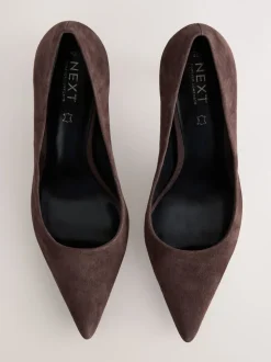 Chocoladebruin suède - Leren mid-court pumps