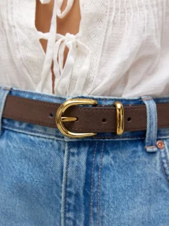 Chocoladebruin suède - N. Premium Made In Italië riem met gemiddelde breedte
