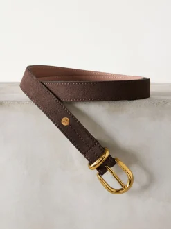 Chocoladebruin suède - N. Premium Made In Italië riem met gemiddelde breedte