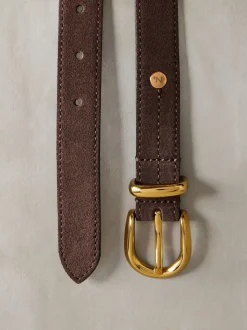 Chocoladebruin suède - N. Premium Made In Italië riem met gemiddelde breedte