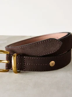 Chocoladebruin suède - N. Premium Made In Italië riem met gemiddelde breedte