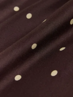 Chocoladebruin/Crème met stippen - Satijnen midirok