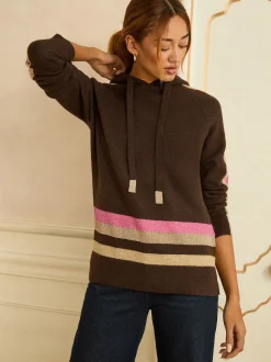 Chocoladebruine Lurex-strepen met meerdere kleuren - Love & Roses Stripe Metallic Hoodie