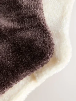 Chocoladebruin/Ecru - 2 paar knusse fluwelen sokken