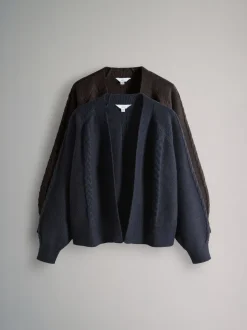 Chocoladebruin/marineblauw - The Set 2 Pack Knitted Cable Cardigans