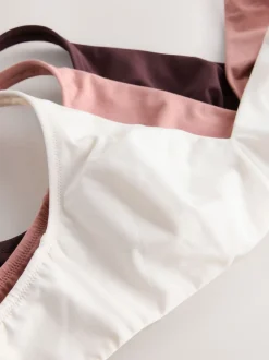 Chocoladebruin/Roze/Crème - Katoenmix ultiem comfort beha's verpakking van 3