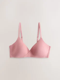 Chocoladebruin/Roze/Crème - Katoenmix ultiem comfort beha's verpakking van 3