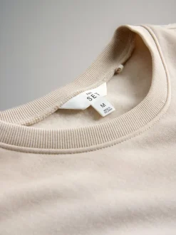 Chocoladebruin/Taupebruin/Crème - The Set set van 3 ruimvallende sweatshirts met ronde hals