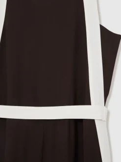 Chocolade/Crème - Reiss Salma Colourblock Wide Leg Belted Jumpsuit
