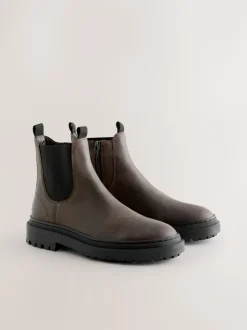Chocolate Brown Oiled Leather - Forever Comfort® Round Toe Chelsea Boots