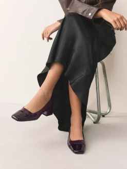 Chocolate Brown Patent - Forever Comfort® Toe Cap Low Block Court Heels