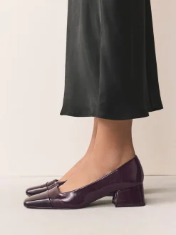 Chocolate Brown Patent - Forever Comfort® Toe Cap Low Block Court Heels
