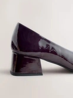 Chocolate Brown Patent - Forever Comfort® Toe Cap Low Block Court Heels