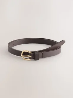 Chocolate Brown/Berry - PU Skinny Riemen 2 Pakket