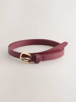 Chocolate Brown/Berry - PU Skinny Riemen 2 Pakket