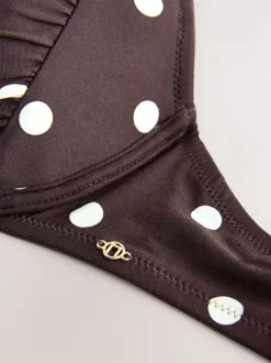 Chocolate Brown/Cream Spot - Bow Front Padded Wired Bikini Top