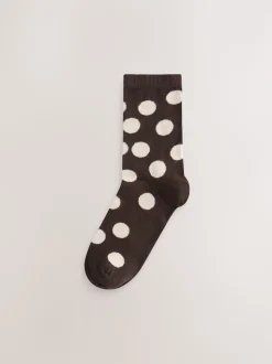 Chocolate Brown/White Spot - Set van 5 paar enkelsokken