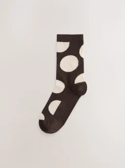 Chocolate Brown/White Spot - Set van 5 paar enkelsokken