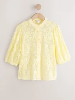Citroengeel - Lace Half Sleeve Blouse