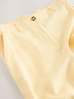 Citroengeel - Smart Front Linen Blend Wide Leg Trousers
