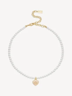 COACH Signature Heart Pearl Choker Necklace