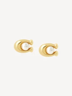COACH Tone Signature oorknopjes met parel