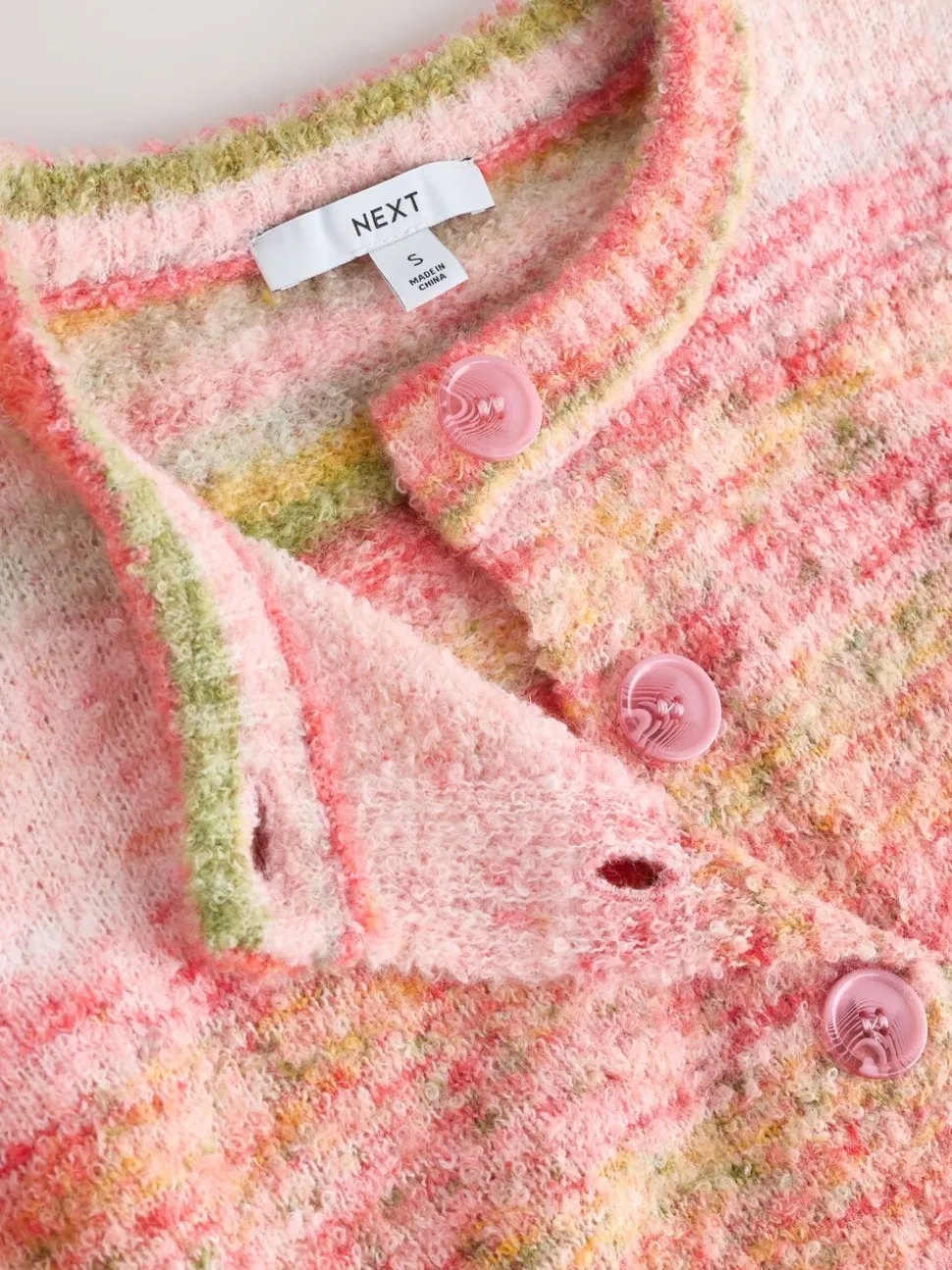 Coral Pink/Orange - Spacedye Knitted Crew Neck Cardigan