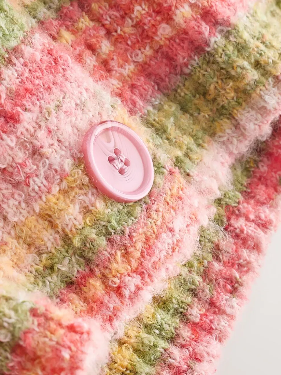 Coral Pink/Orange - Spacedye Knitted Crew Neck Cardigan