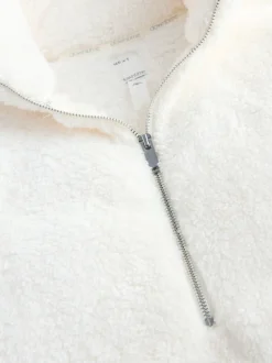Crème - Borg fleece met korte rits