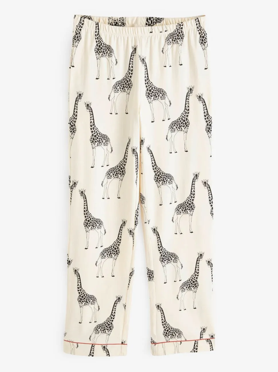 Crème - Chelsea Peers - Lange pyjamaset met giraffenprint en knopen