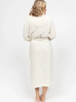 Crème - Cyberjammies Striped Sealskin Fleecy Dressing Gown