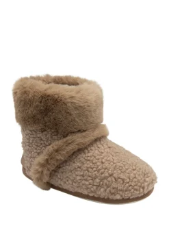 Crème - Dunlop Bootee Pom Pom Faux Slippers