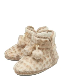 Crème - Dunlop Faux Bootie Pom Pom Slippers