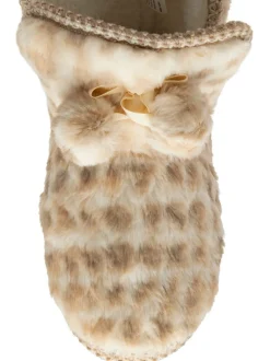 Crème - Dunlop Faux Bootie Pom Pom Slippers