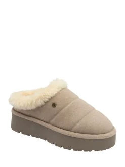 Crème - Dunlop Faux Suede Mule Slippers