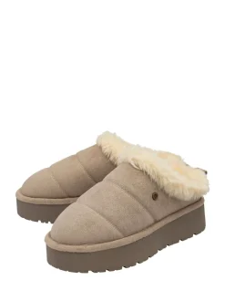 Crème - Dunlop Faux Suede Mule Slippers