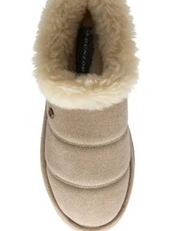 Crème - Dunlop Faux Suede Mule Slippers