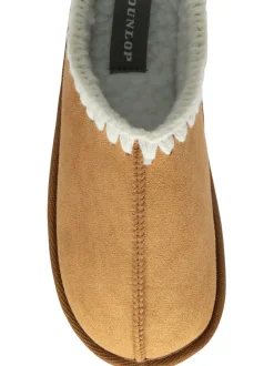 Crème - Dunlop Faux Suede Whipstitch Mule Slippers