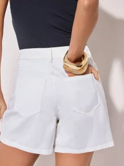 Crème - Friends Like These geborduurde 100% katoenen shorts