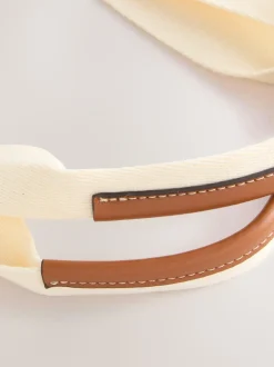 Crème - Gestructureerde canvas schoudertas
