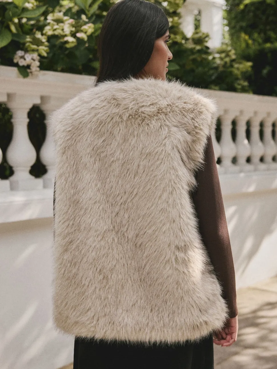 Crème - Gilet van imitatiebont