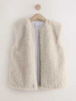 Crème - Gilet van imitatiebont
