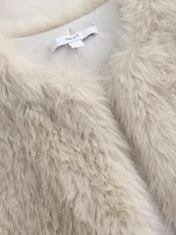 Crème - Gilet van imitatiebont