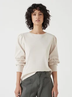 Crème - Hush - Emily jersey top met pofmouwen