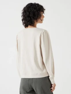 Crème - Hush - Emily jersey top met pofmouwen