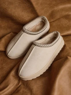 Crème - Linzi Tana Faux Suede Slip-On Slippers