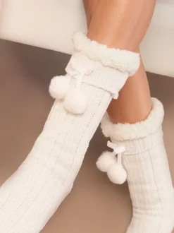 Crème - Lipsy Cosy Chenille Slipper Socks