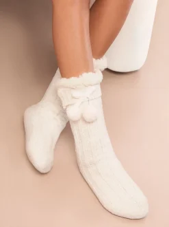 Crème - Lipsy Cosy Chenille Slipper Socks