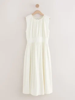 Crème - Midi-jurk